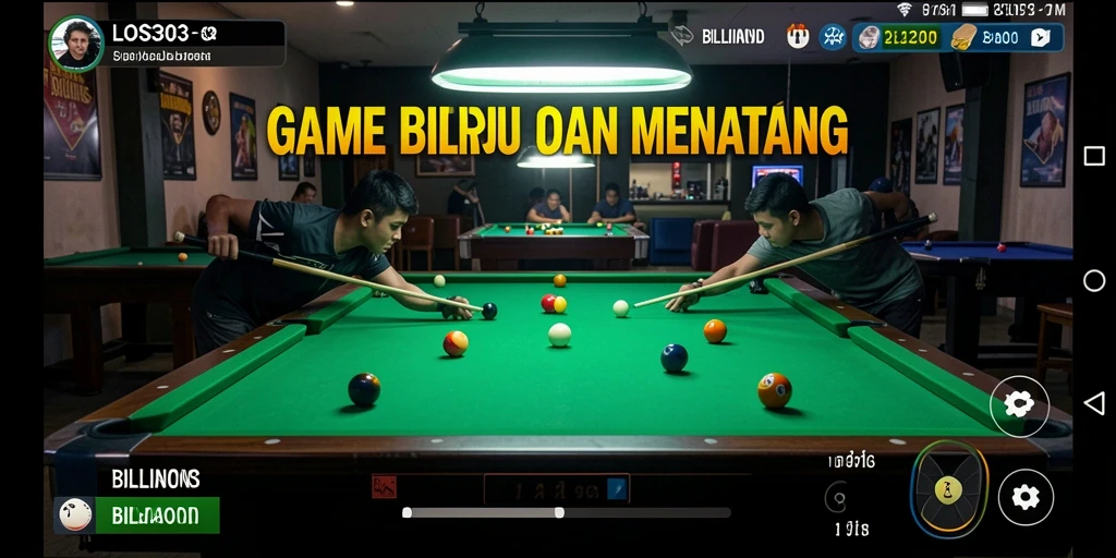 Tampilan antarmuka game Billiard yang menarik dan interaktif.