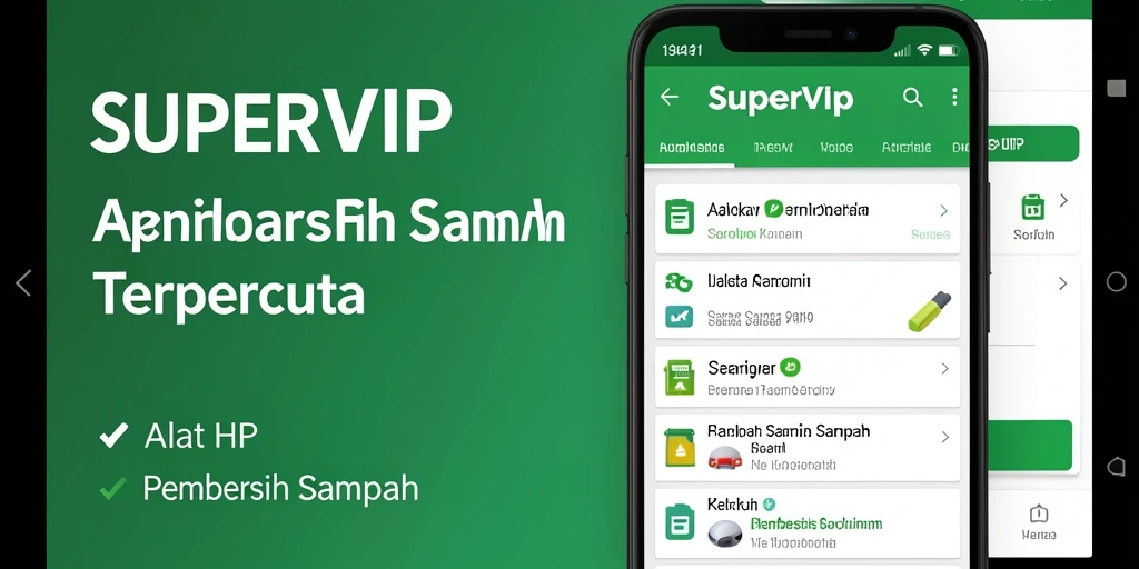 Screenshot utama SUPERVIP menampilkan antarmuka aplikasi Pembersih Sampah yang bersih dan intuitif.